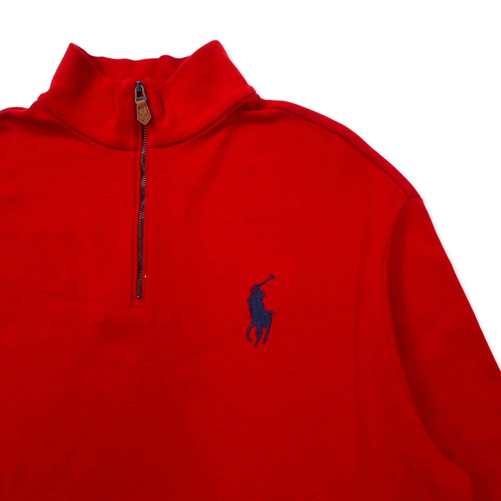 POLO GOLF RALPH LAUREN felpa con mezza zip M rossa in cotone con ricamo pony, made in Perù