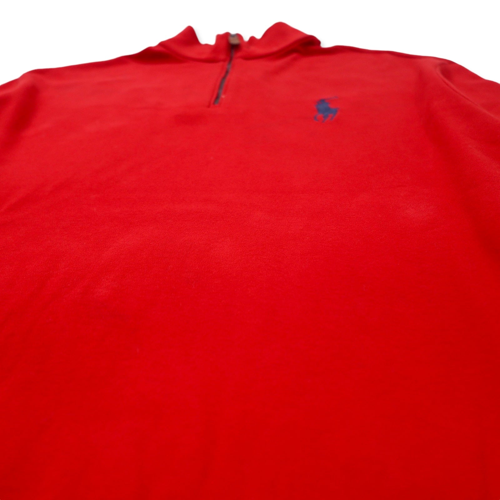POLO GOLF RALPH LAUREN felpa con mezza zip M rossa in cotone con ricamo pony, made in Perù