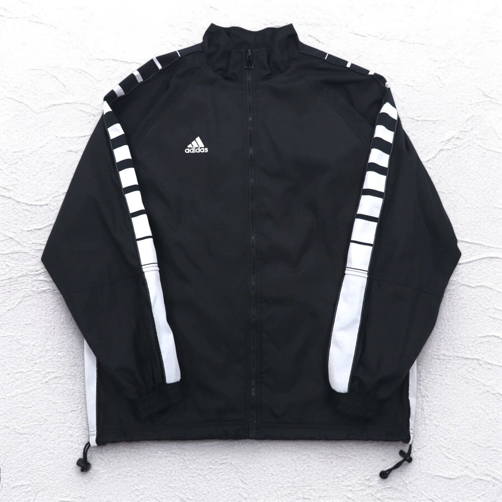 Giacca sportiva in nylon adidas TEAM anni '90, giacca da pista, tuta da ginnastica XL, strisce laterali, fodera in mesh