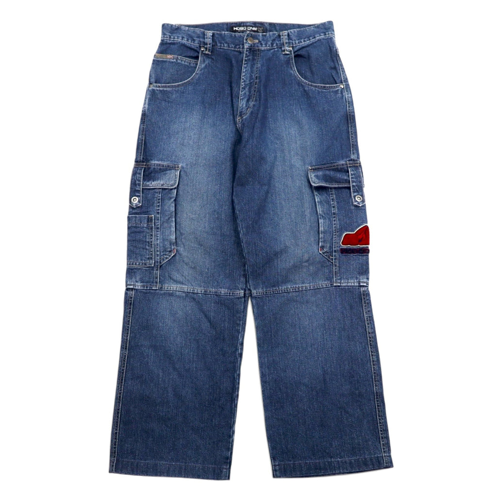 HOBO DNM 90年代 バギー ワイド デニム カーゴパンツ 86 ブルー コットン