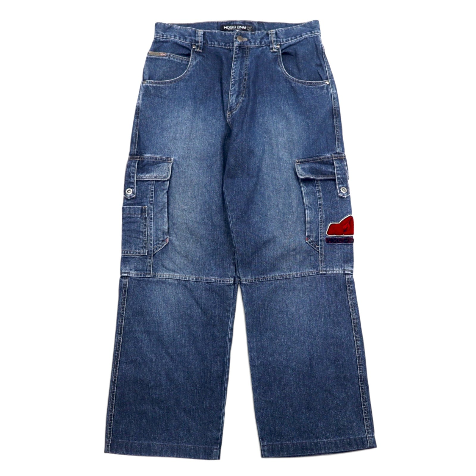 HOBO DNM anni '90 - Pantaloni cargo ampi in denim blu 86 in cotone