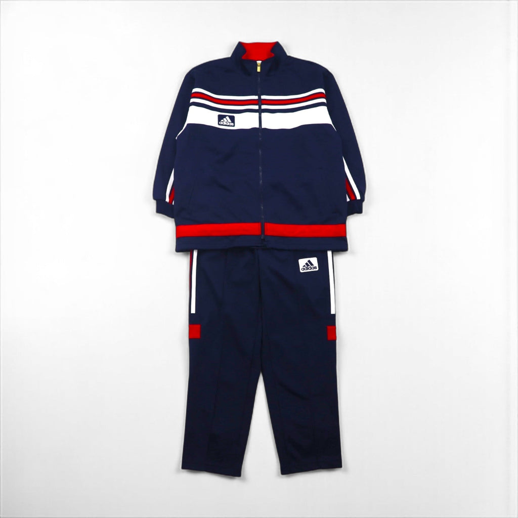 adidas 90年代 デサント社製 トラック ジャージ セットアップ M スタンドカラー 裾ジップ スリット