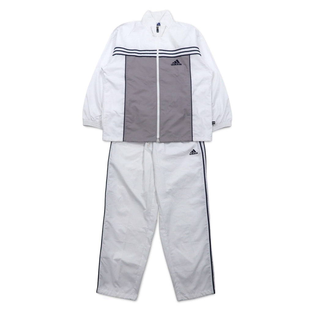 adidas anni '90 tuta sportiva a 3 strisce, giacca e pantaloni, taglia M, bianco e grigio