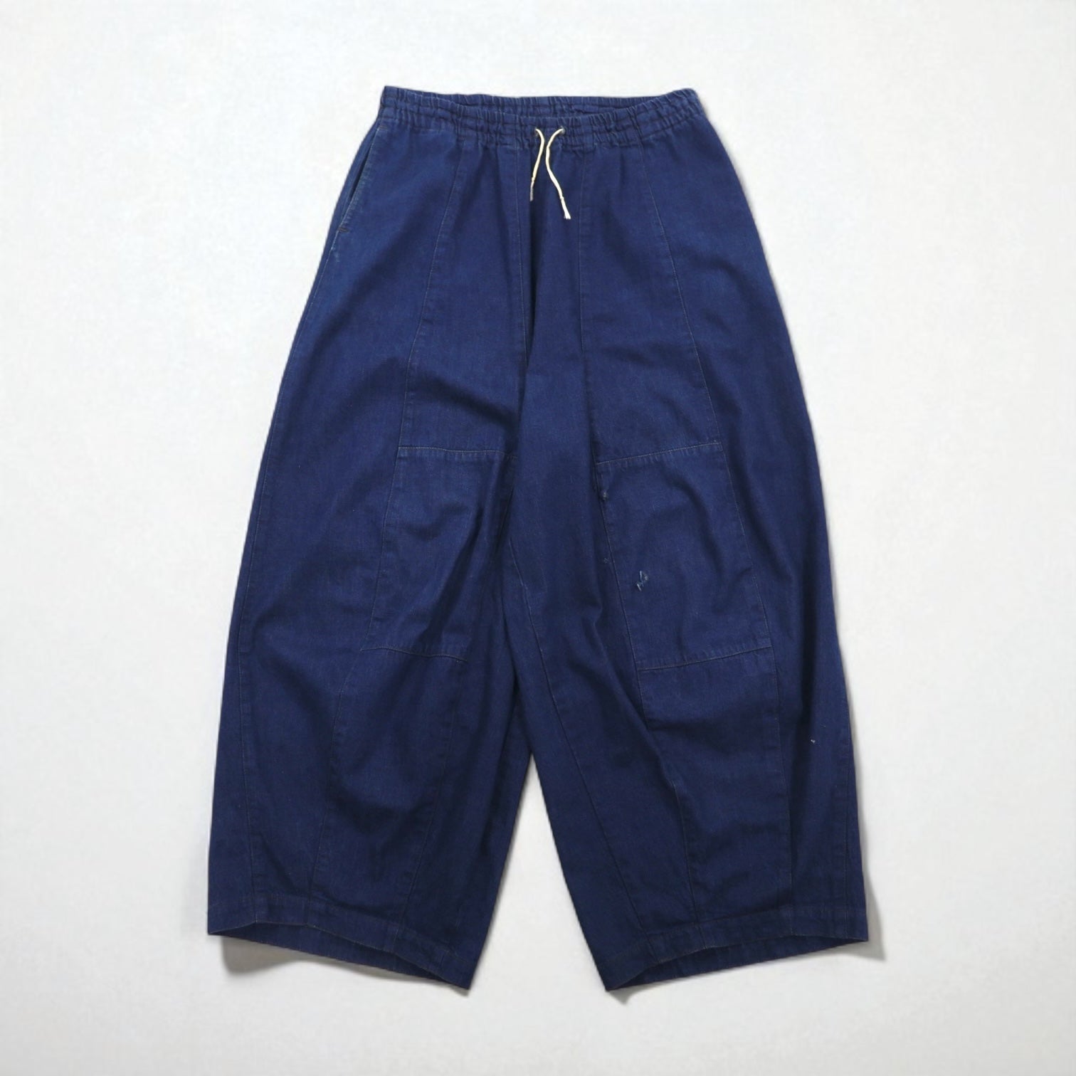 Needles Pantaloni H.D. in lino e denim - S, indigo blu, lino, cotone, made in Japan
