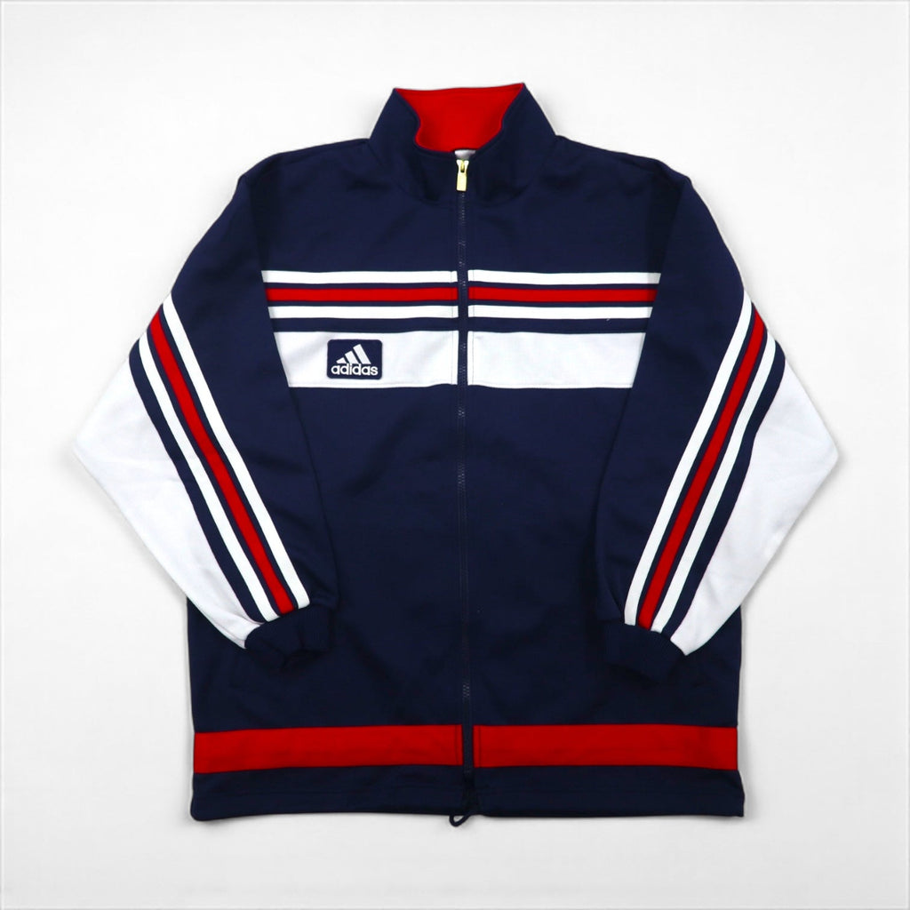 adidas 90年代 デサント社製 トラック ジャージ セットアップ M スタンドカラー 裾ジップ スリット