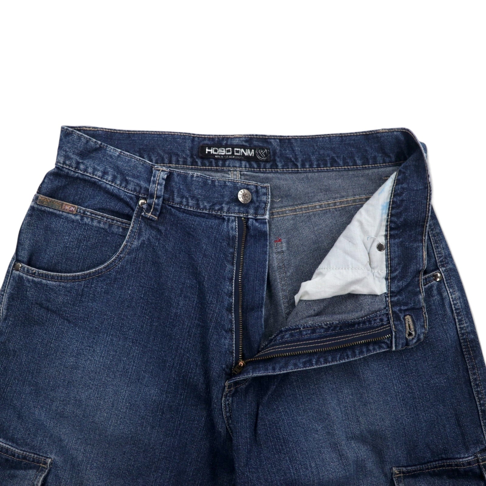 HOBO DNM anni '90 - Pantaloni cargo ampi in denim blu 86 in cotone
