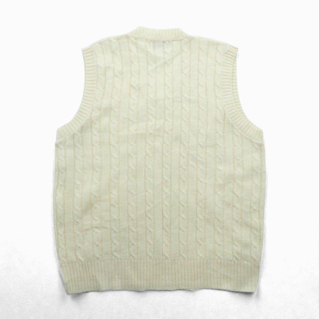 90s USA Vintage Fisherman Knit Vest JANTZEN アランニット ベスト XL ホワイト フィッシャーマン ケーブル編み 90年代 USA製