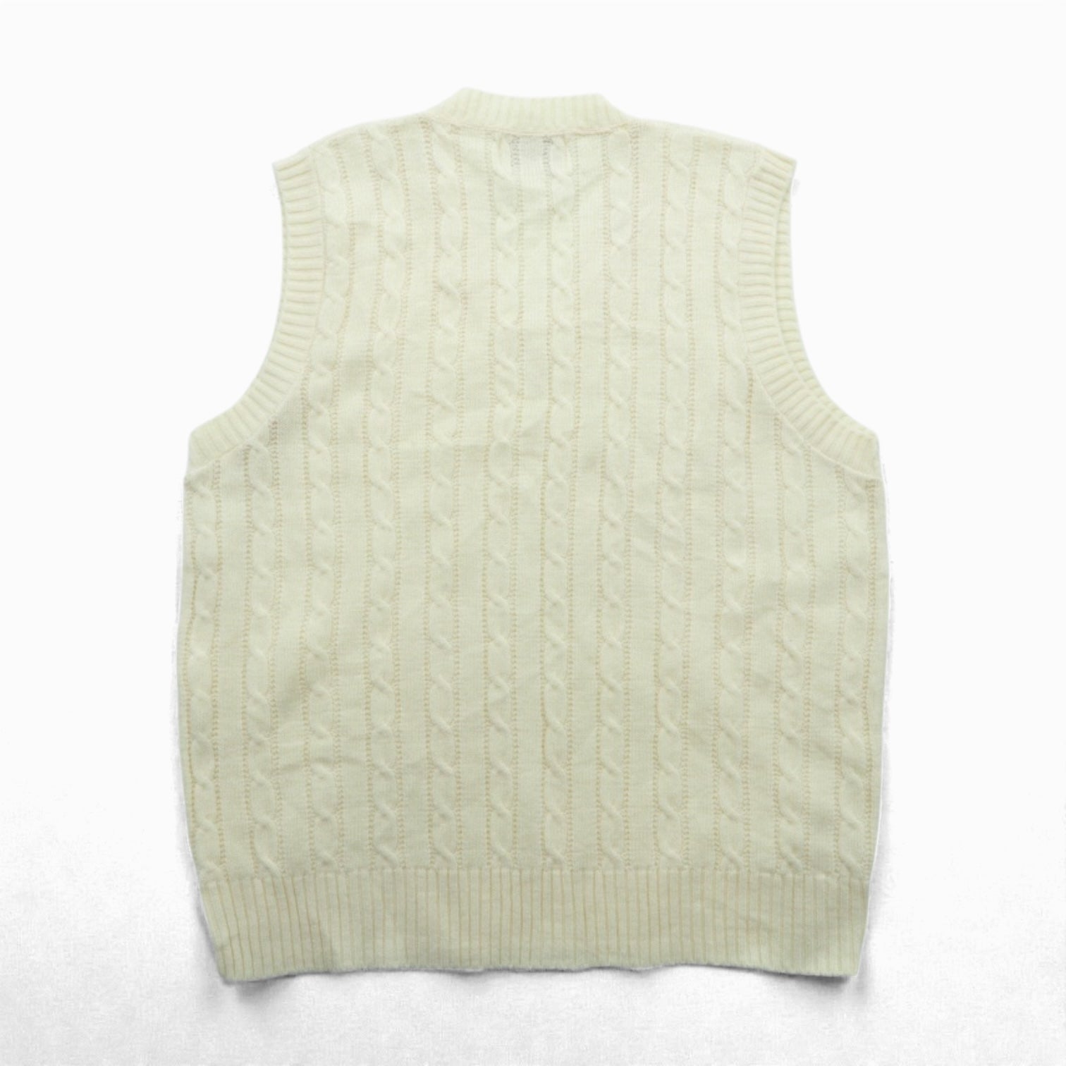 90s USA Vintage Fisherman Knit Vest JANTZEN アランニット ベスト XL ホワイト フィッシャーマン ケーブル編み 90年代 USA製