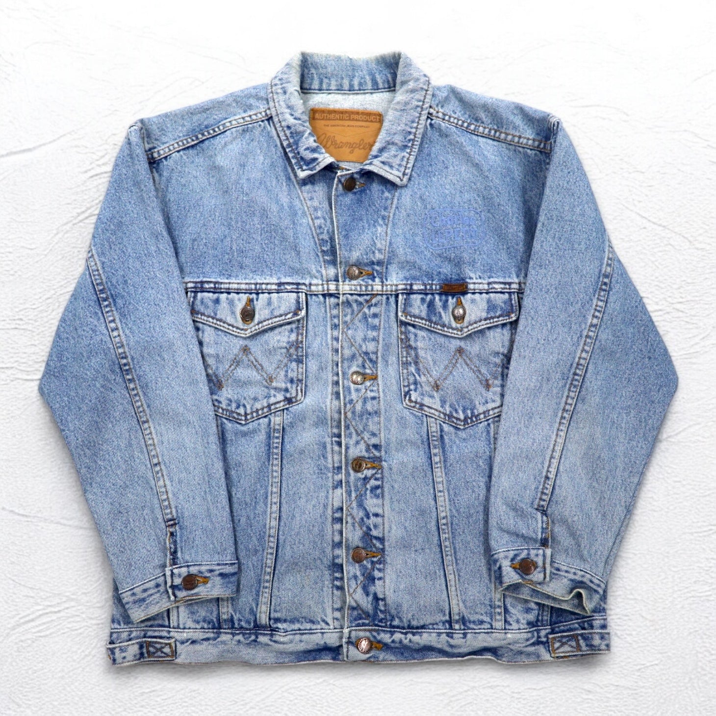 Wrangler Giacca di jeans anni '90 Gilet in denim XL lavaggio chiaro indaco blu cotone