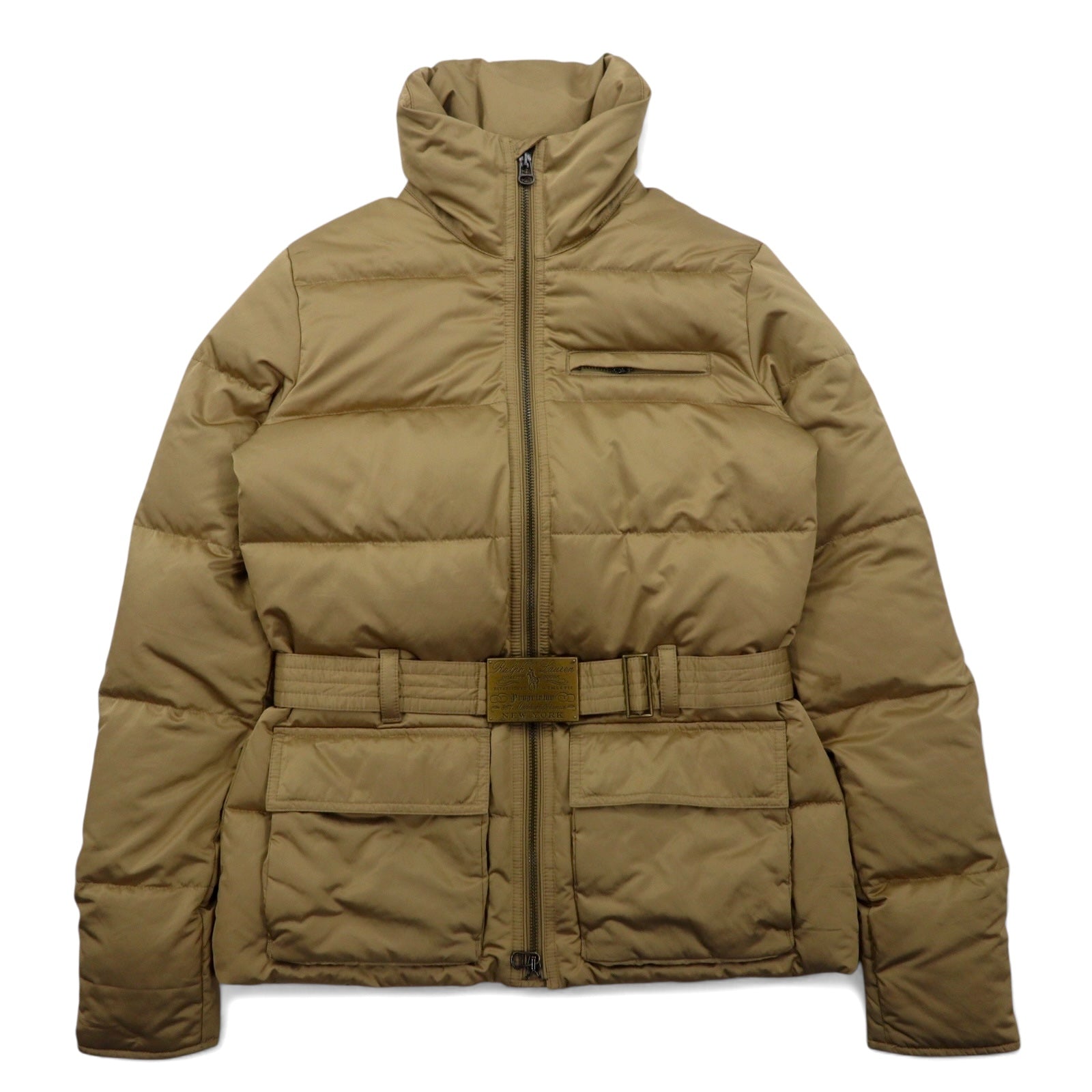 RALPH LAUREN Piumino S Beige Poliestere Logo Cintura Fibbia Doppia cerniera