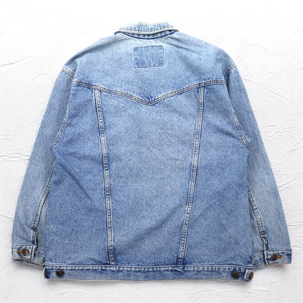 Wrangler Giacca di jeans anni '90 Gilet in denim XL lavaggio chiaro indaco blu cotone