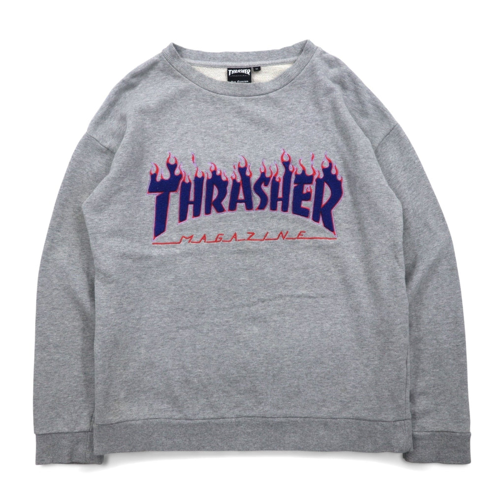 THRASHER MAGAZINE ファイヤーロゴ スウェット M グレー コットン
