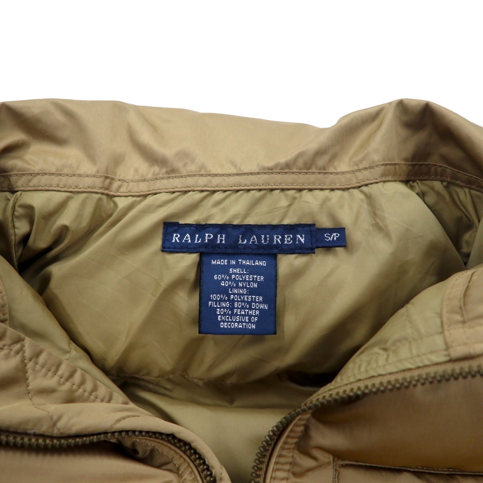 RALPH LAUREN Piumino S Beige Poliestere Logo Cintura Fibbia Doppia cerniera