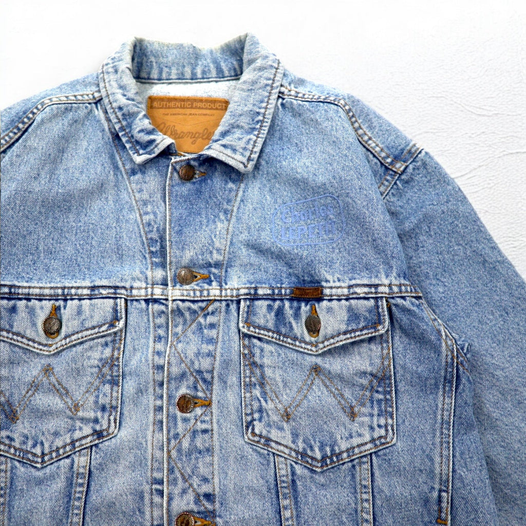 Wrangler Giacca di jeans anni '90 Gilet in denim XL lavaggio chiaro indaco blu cotone