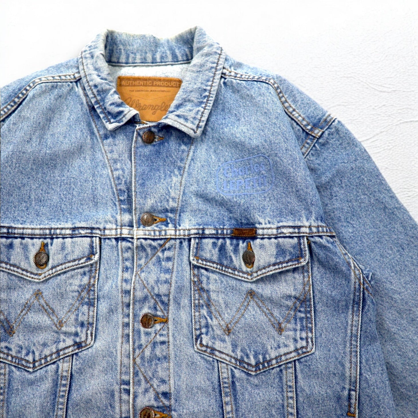 Wrangler Giacca di jeans anni '90 Gilet in denim XL lavaggio chiaro indaco blu cotone