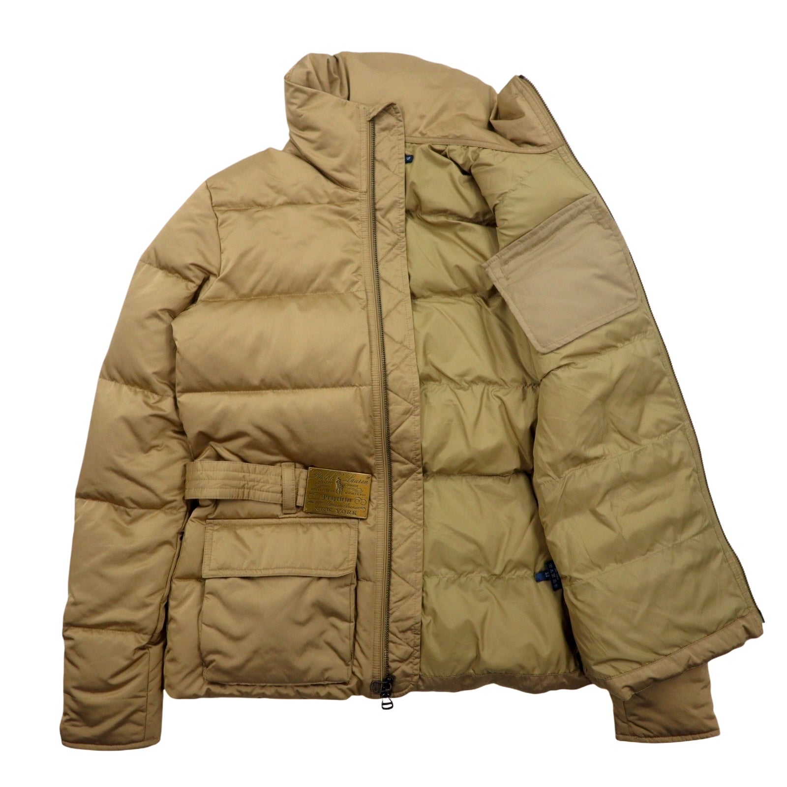RALPH LAUREN Piumino S Beige Poliestere Logo Cintura Fibbia Doppia cerniera