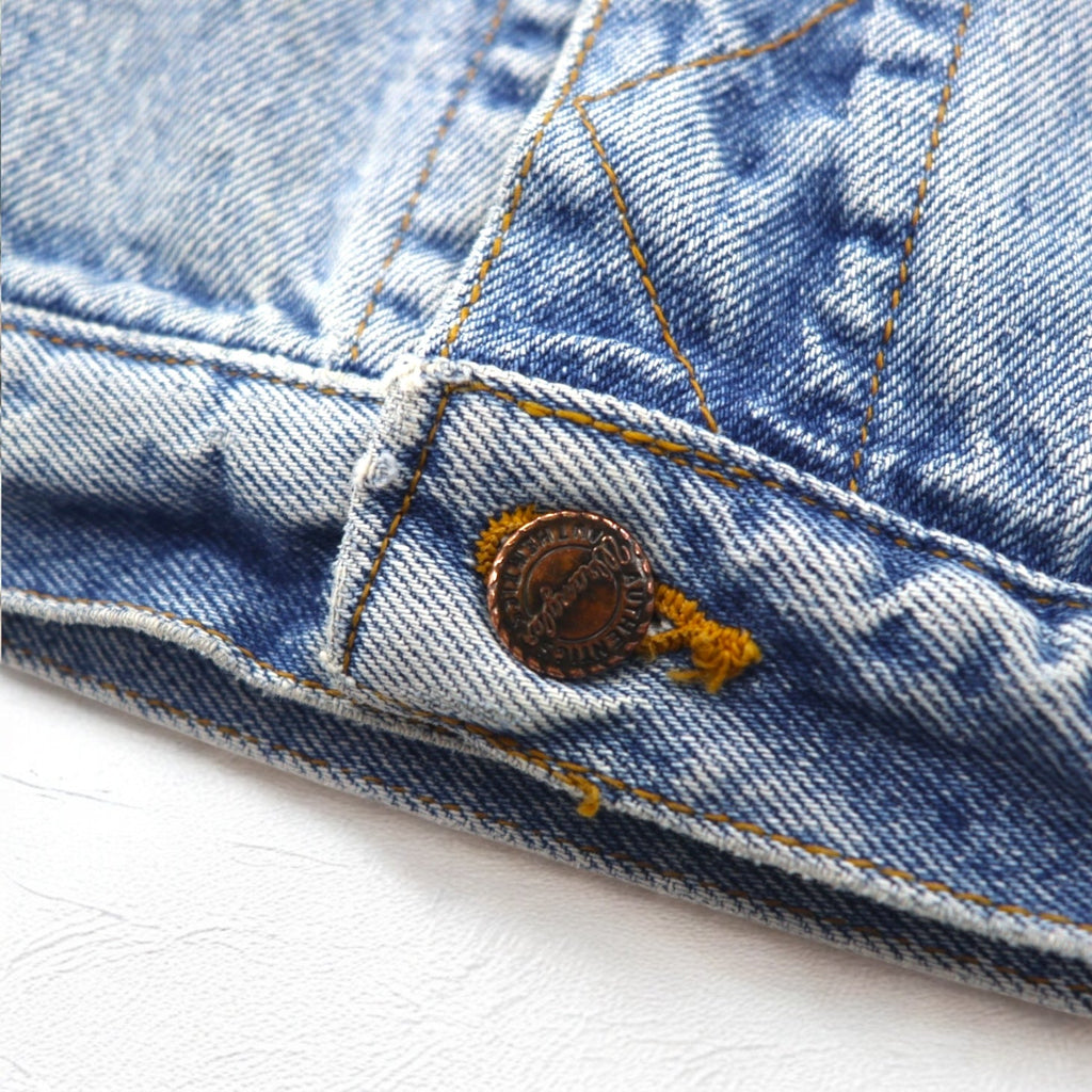 Wrangler Giacca di jeans anni '90 Gilet in denim XL lavaggio chiaro indaco blu cotone