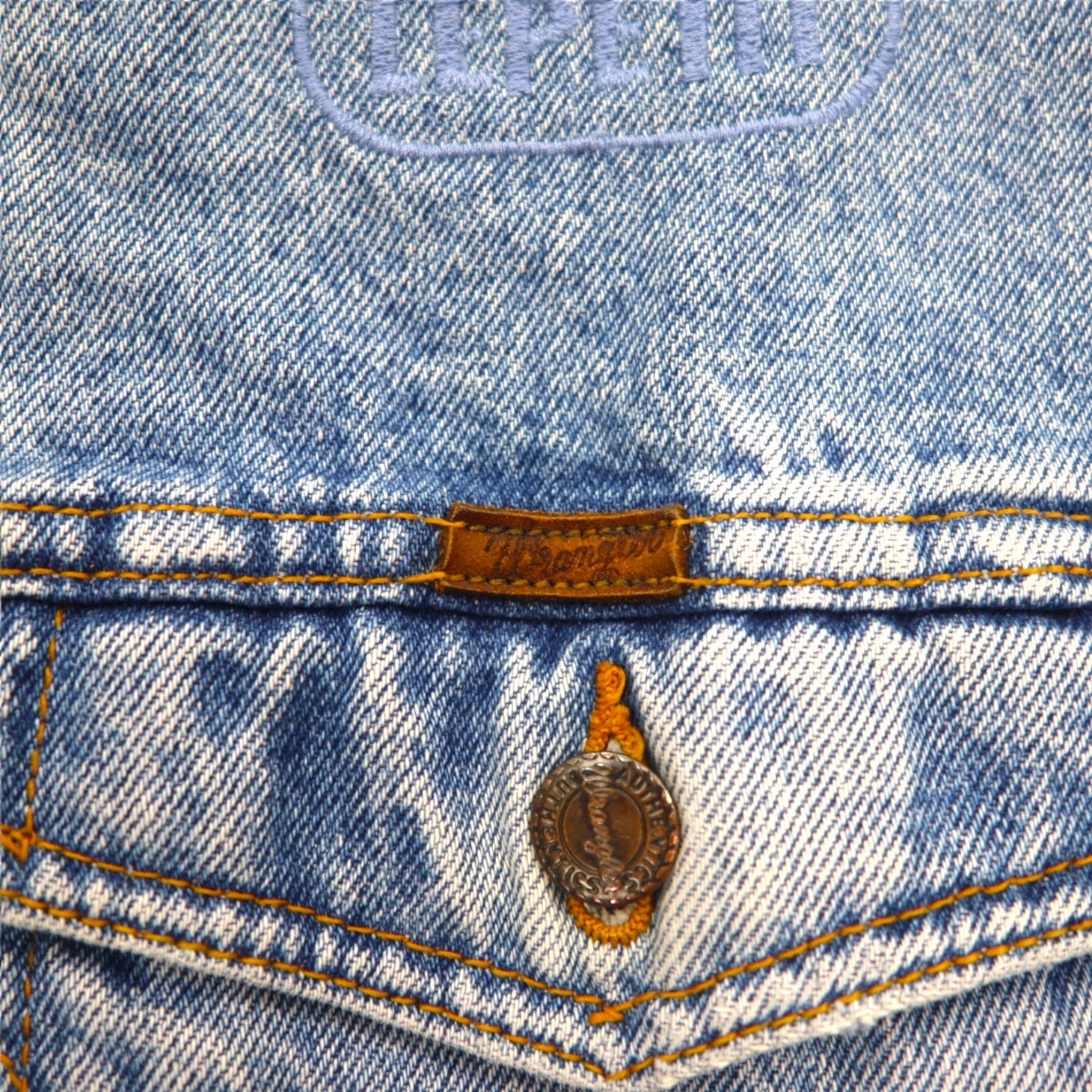 Wrangler Giacca di jeans anni '90 Gilet in denim XL lavaggio chiaro indaco blu cotone
