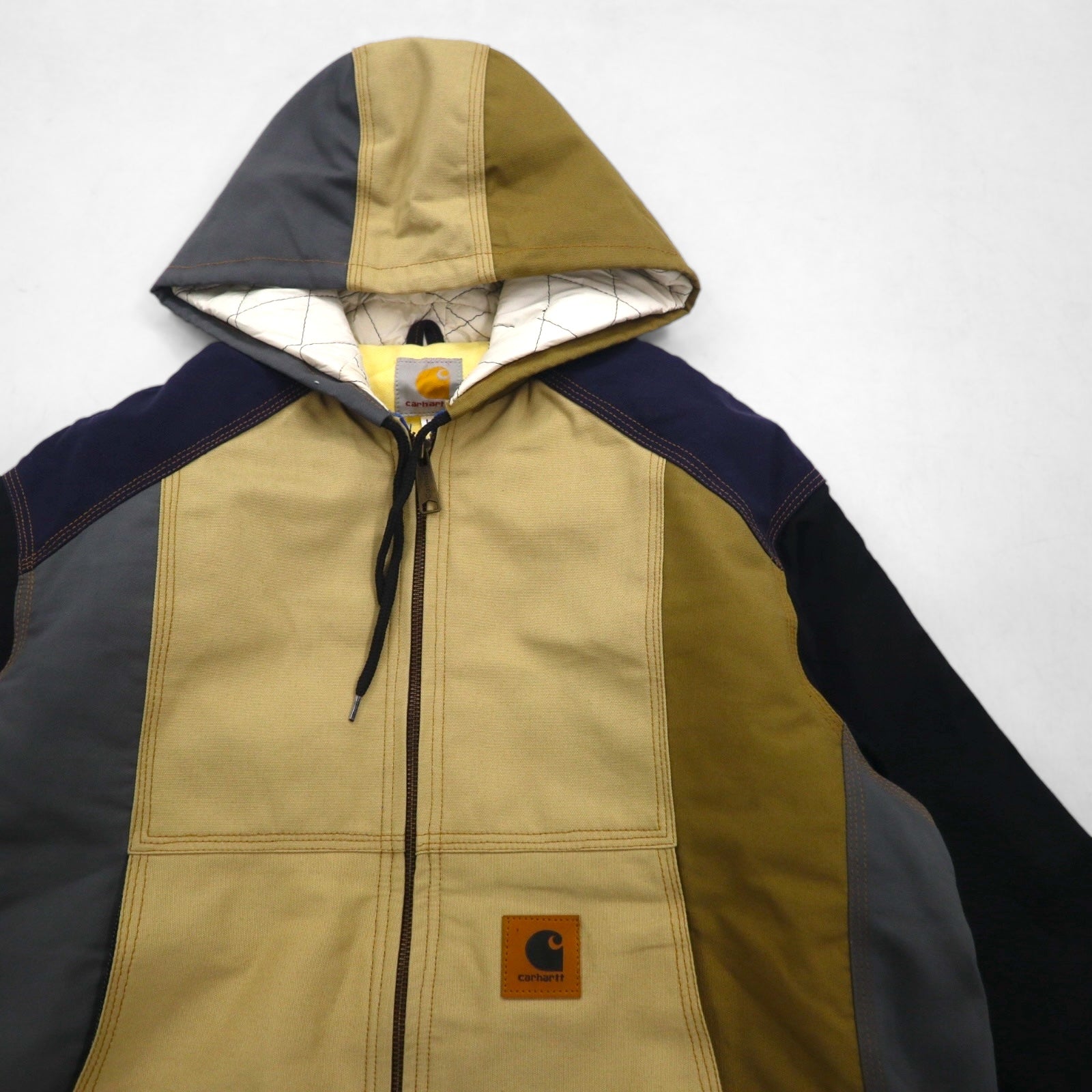 carhartt リメイク 再構築 カラーブロック ダック アクティブジャケット パーカー L マルチカラー クレイジーパターン コットン