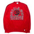 DISCUS ATHLETIC USA Made Anni '90 Stampa Felpa L Rosso Cotone Stampa Fronte/Retro LINCOLN WAY
