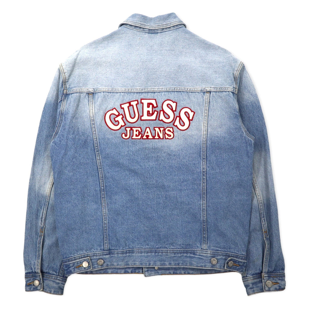 GUESS JEANS Giacca di jeans oversize blu in cotone, logo ricamato sul retro OVERSIZED DENIM JACKET M73XN1R21B5