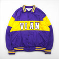 90s USA Vintage Sport Jacket 90年代 USA製 スタジャン ナイロンジャケット L リブライン パープル Shaffer NFL VIAN