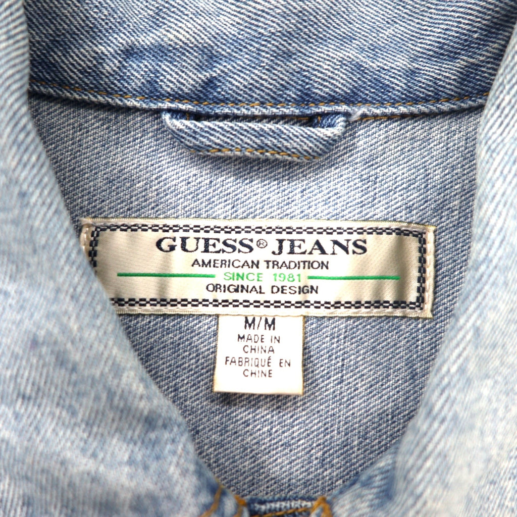 GUESS JEANS Giacca di jeans oversize blu in cotone, logo ricamato sul retro OVERSIZED DENIM JACKET M73XN1R21B5