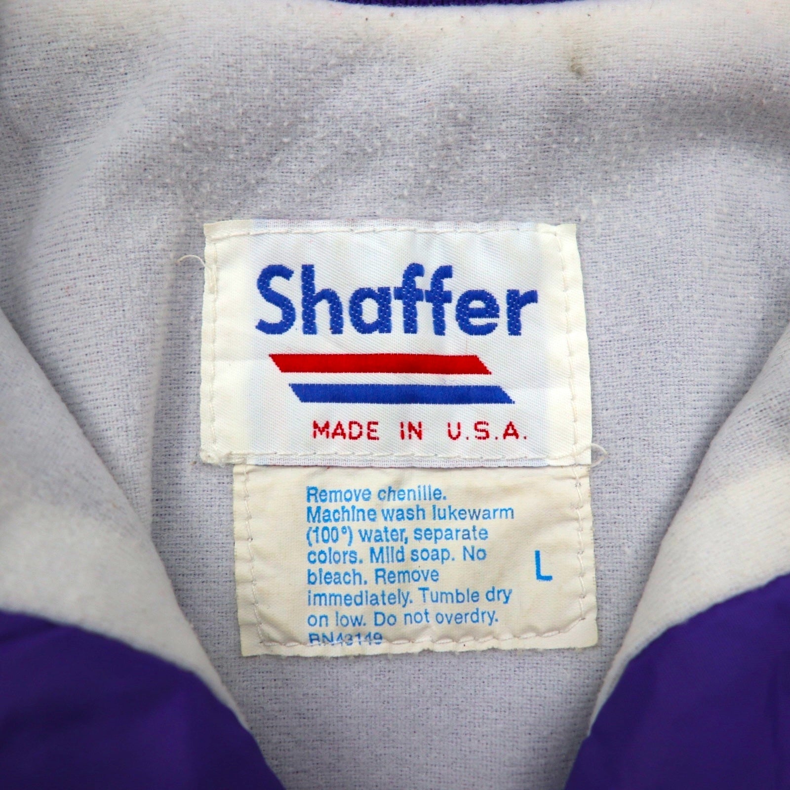 90s USA Vintage Sport Jacket 90年代 USA製 スタジャン ナイロンジャケット L リブライン パープル Shaffer NFL VIAN