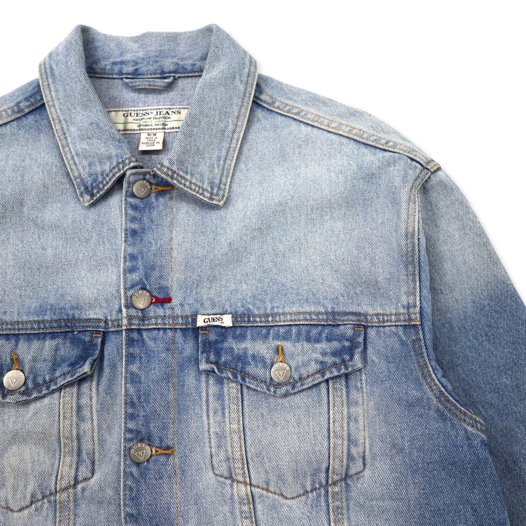GUESS JEANS Giacca di jeans oversize blu in cotone, logo ricamato sul retro OVERSIZED DENIM JACKET M73XN1R21B5