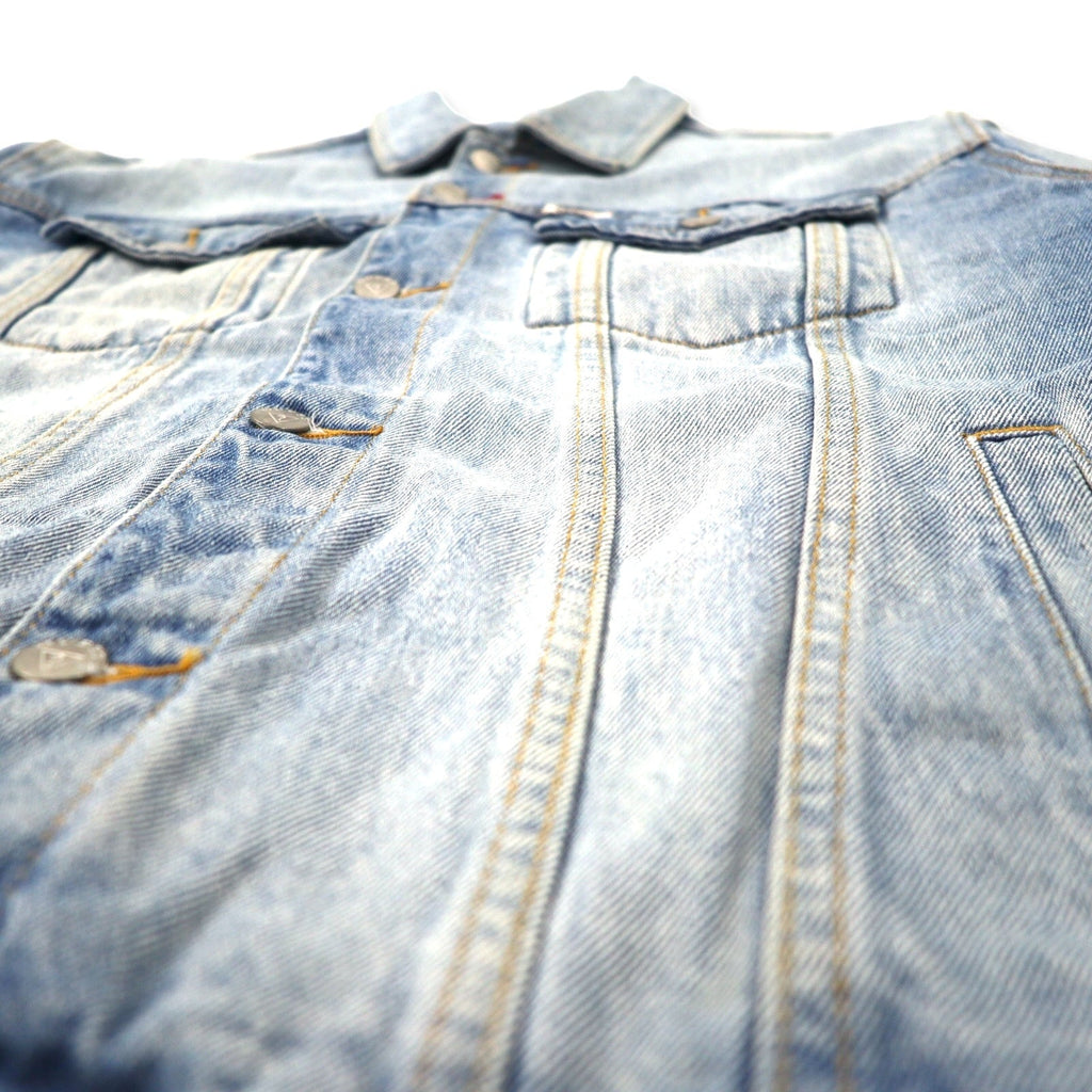 GUESS JEANS Giacca di jeans oversize blu in cotone, logo ricamato sul retro OVERSIZED DENIM JACKET M73XN1R21B5