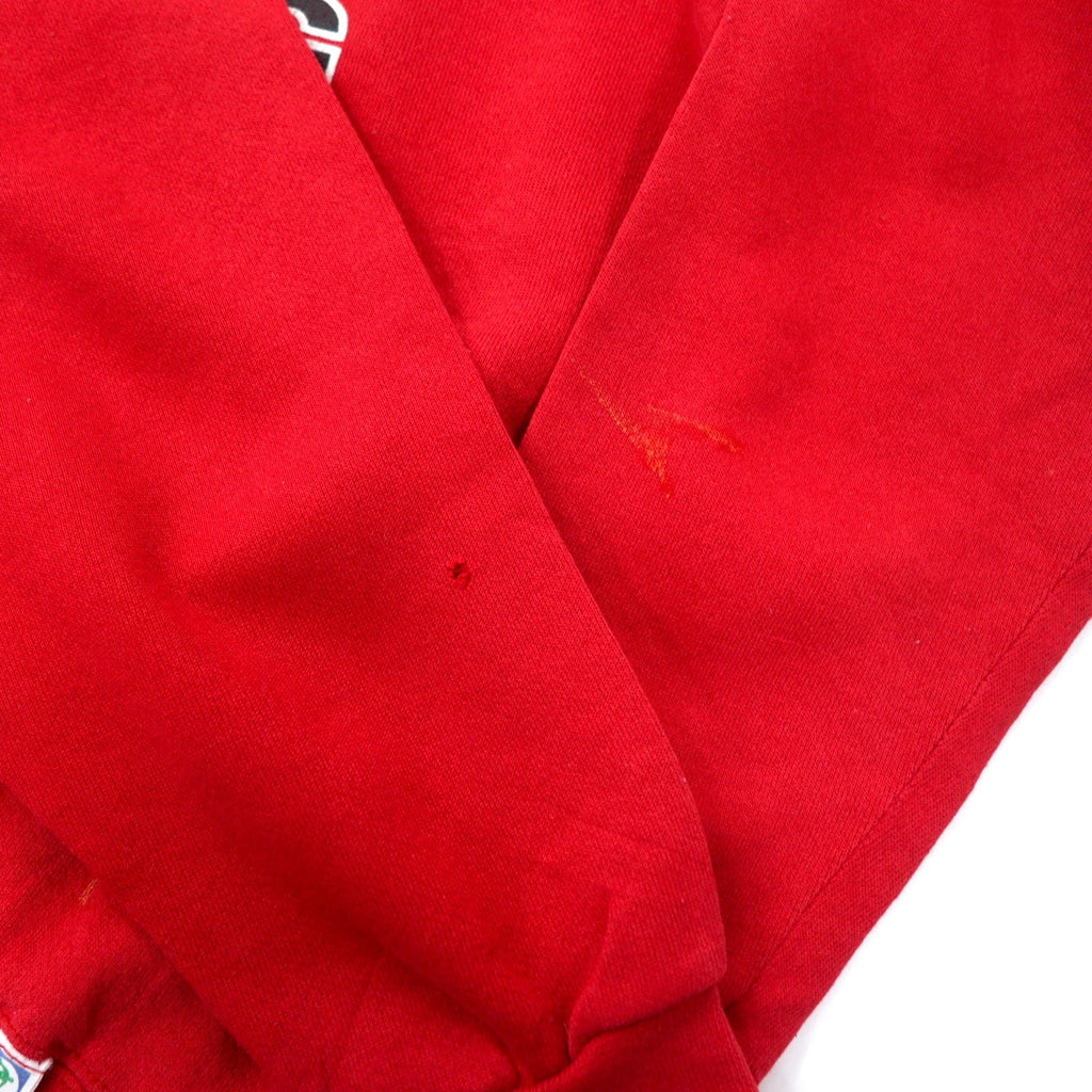 DISCUS ATHLETIC USA Made Anni '90 Stampa Felpa L Rosso Cotone Stampa Fronte/Retro LINCOLN WAY