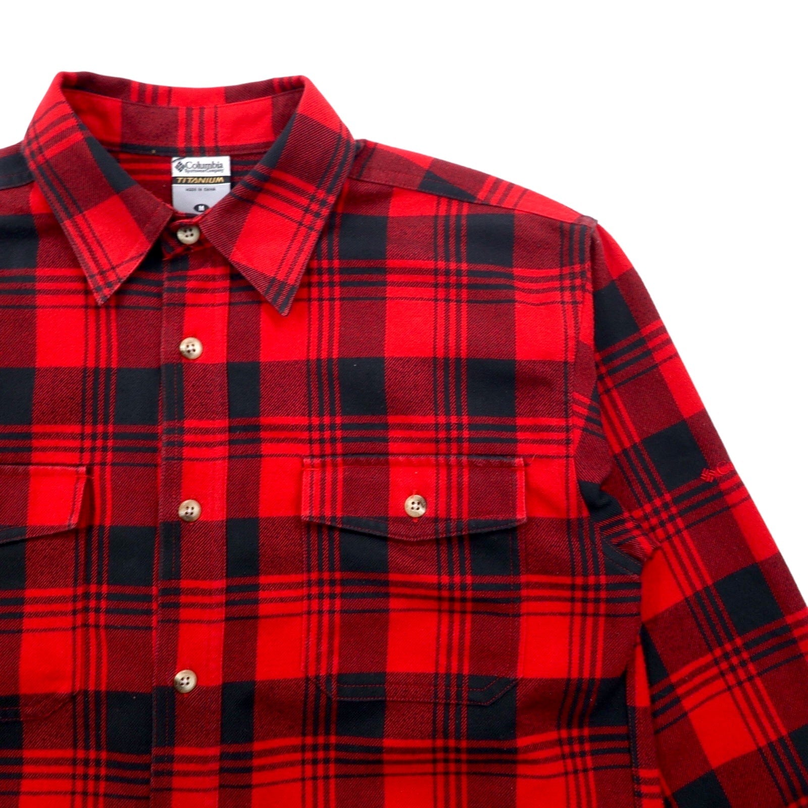 Camicia da lavoro in flanella Columbia Titanium M rossa e nera in cotone