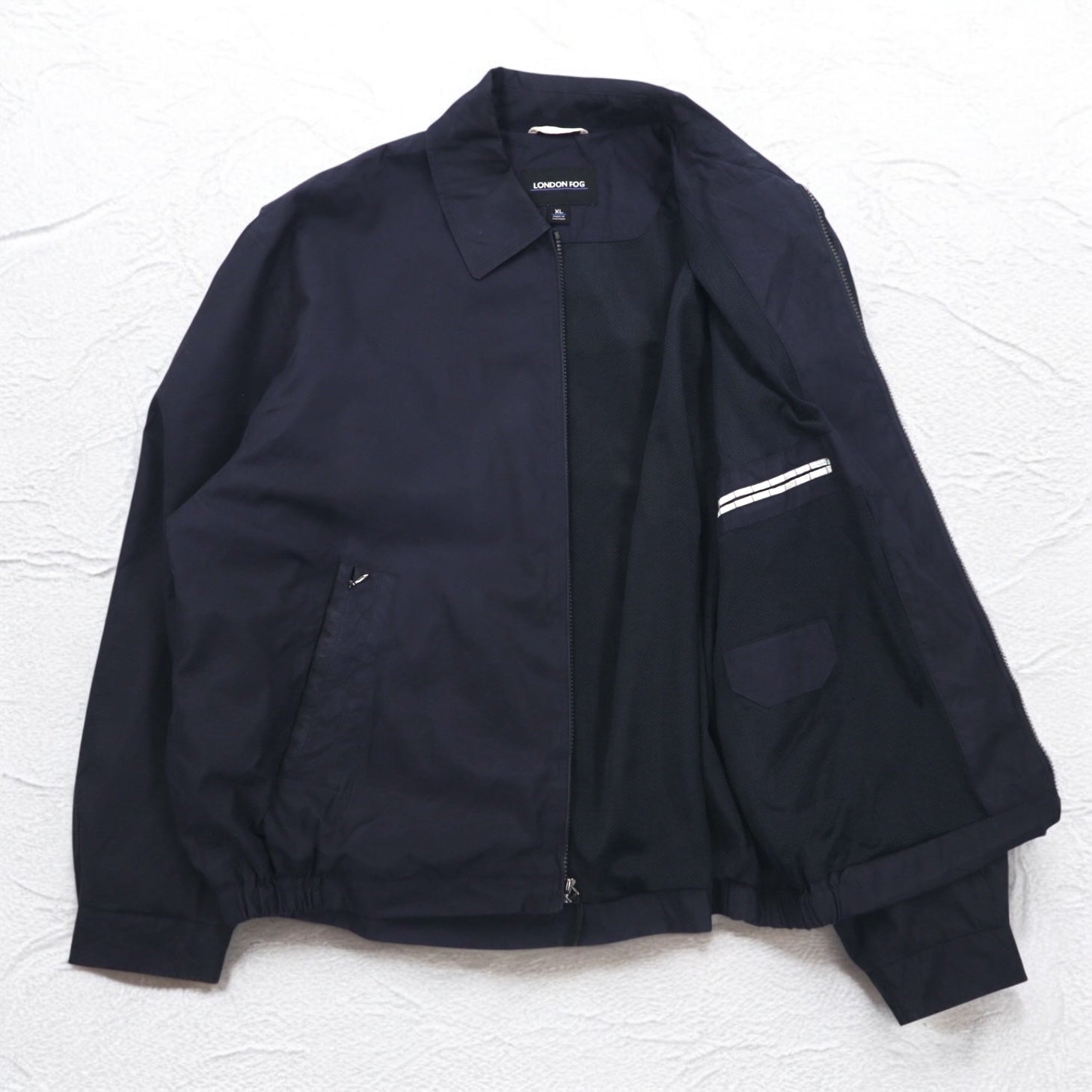 LONDON FOG Harrington Jacket a vento XL Blu scuro con fodera in mesh