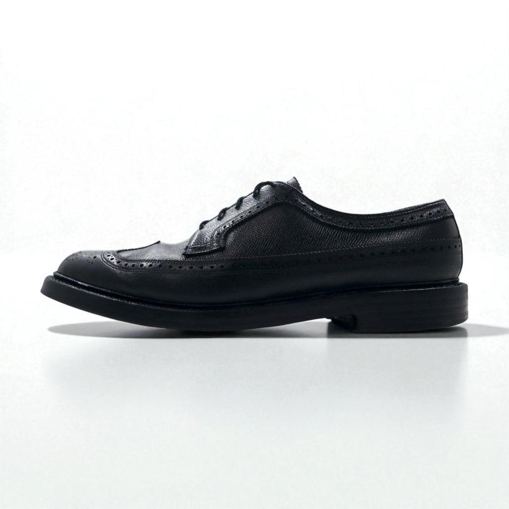 FLORSHEIM anni '70 Made in USA Imperial Quality Full Brogue Wingtip Country Shoes 27.5 cm Nero Pelle goffrata Medallion 646646