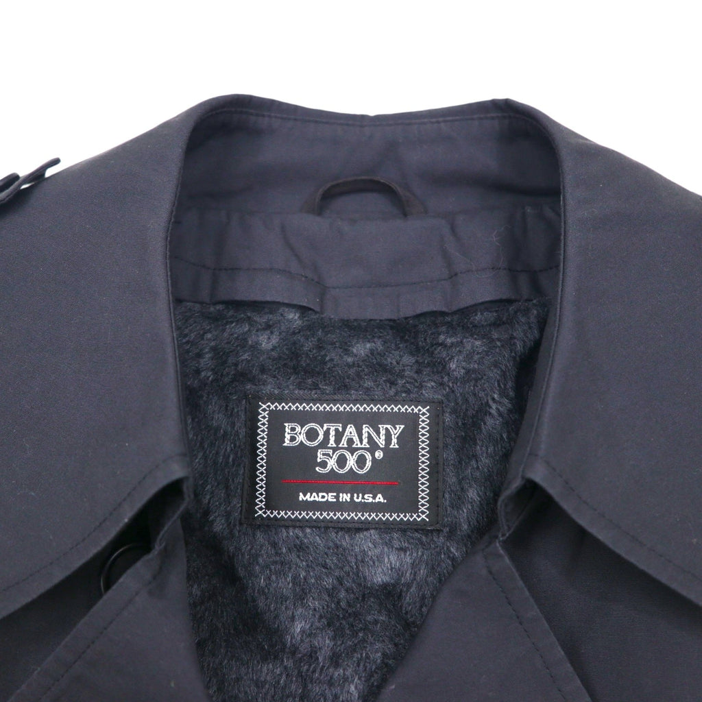 BOTANY500 80年代 USA製 ダブル トレンチコート XL ブラック ベルト付 ライナー着脱 エポレット