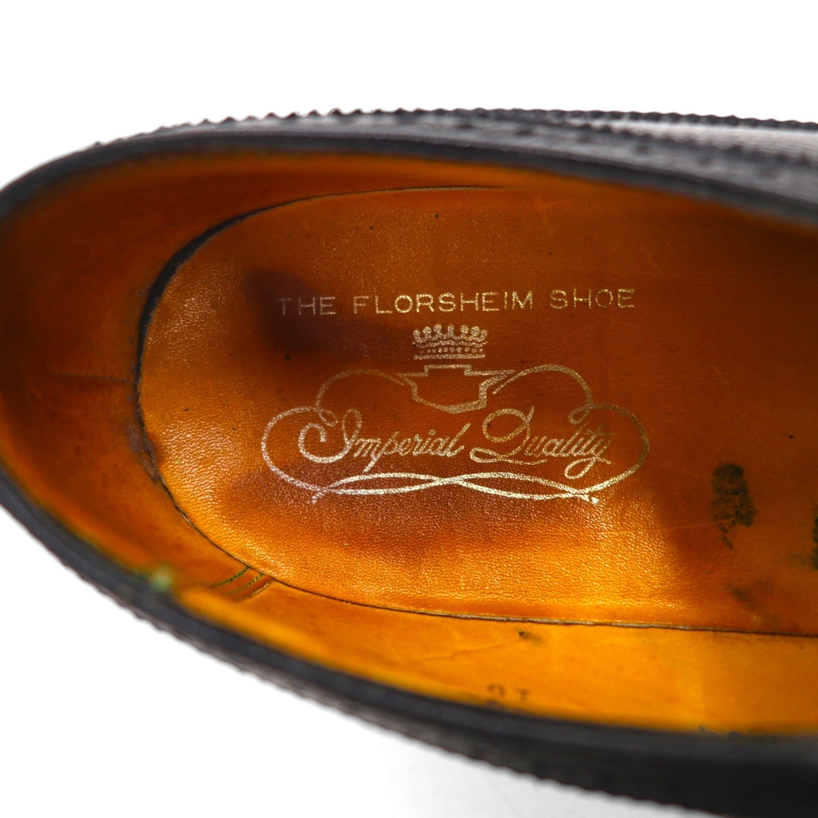 FLORSHEIM anni '70 Made in USA Imperial Quality Full Brogue Wingtip Country Shoes 27.5 cm Nero Pelle goffrata Medallion 646646