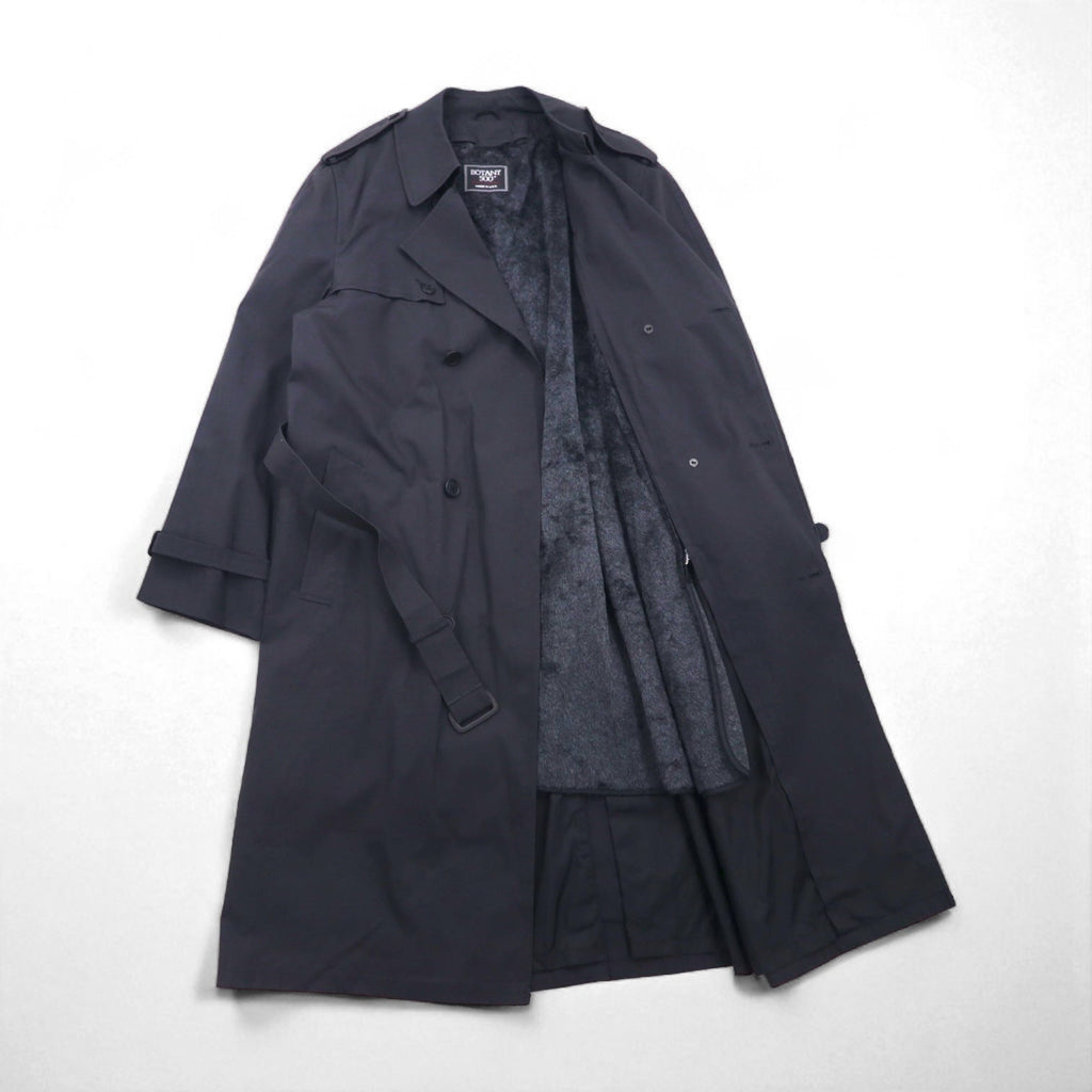 BOTANY500 80年代 USA製 ダブル トレンチコート XL ブラック ベルト付 ライナー着脱 エポレット