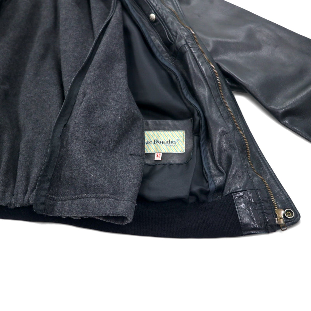 70年代 フランス製 Mac Douglas G-1 レザー フライトジャケット ボンバージャケット XL ブラック ECLAIRジップ ウールライナー