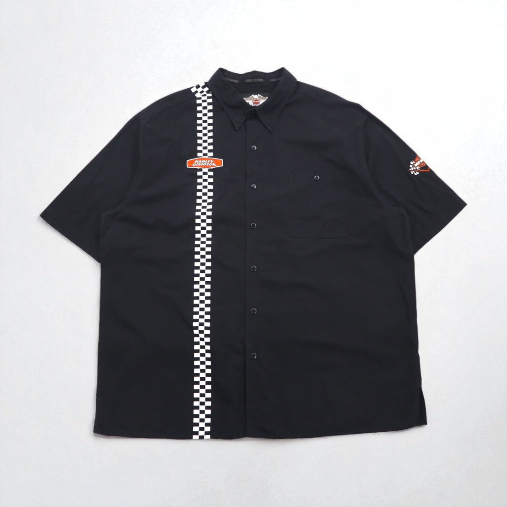 HARLEY DAVIDSON T-shirt da corsa a scacchi 2XL Nera con logo, taschino sul petto