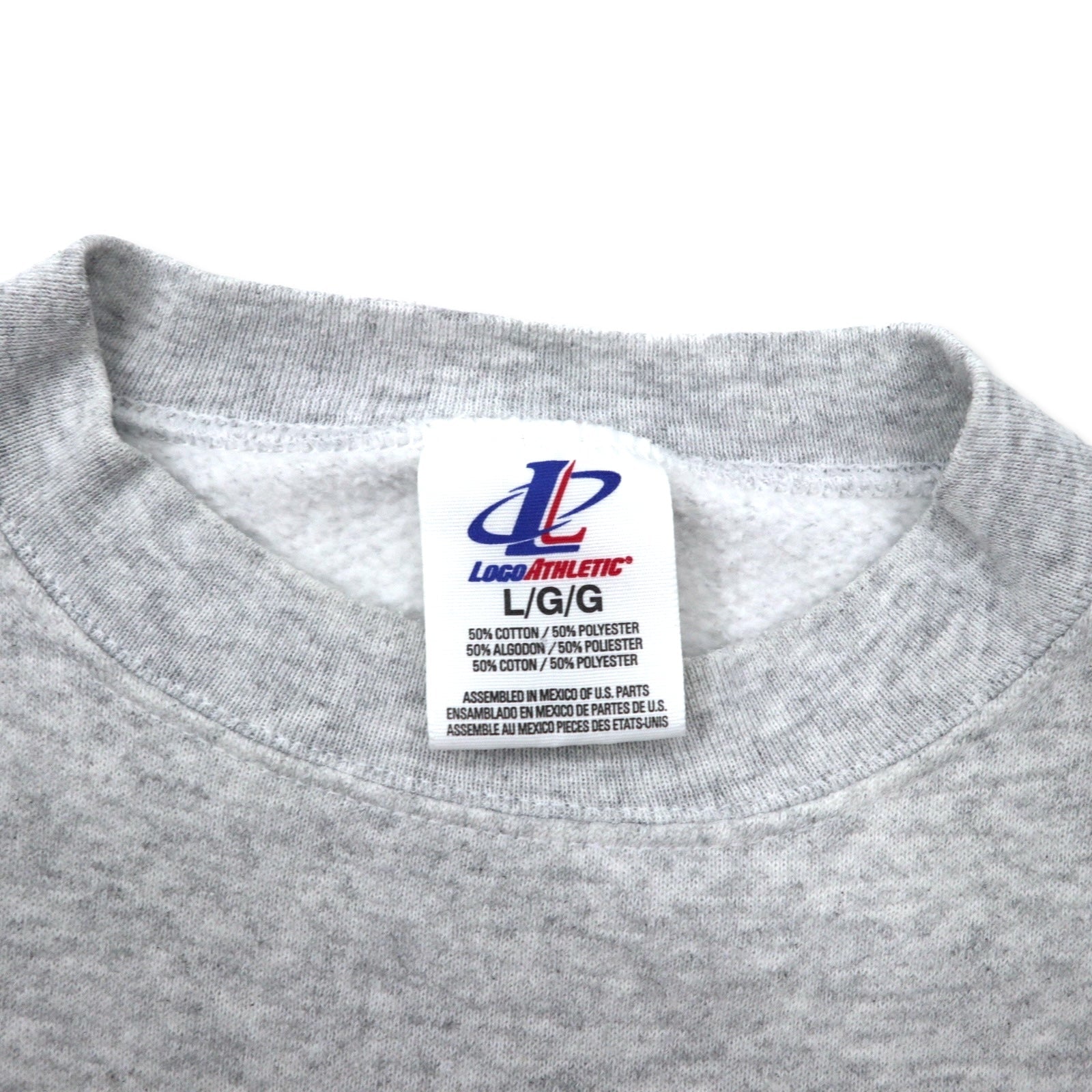 LOGO ATHLETIC Anni '90 NFL Stampa Felpa L Grigia Cotone Felpato DENVER BRONCOS Fatta in Messico