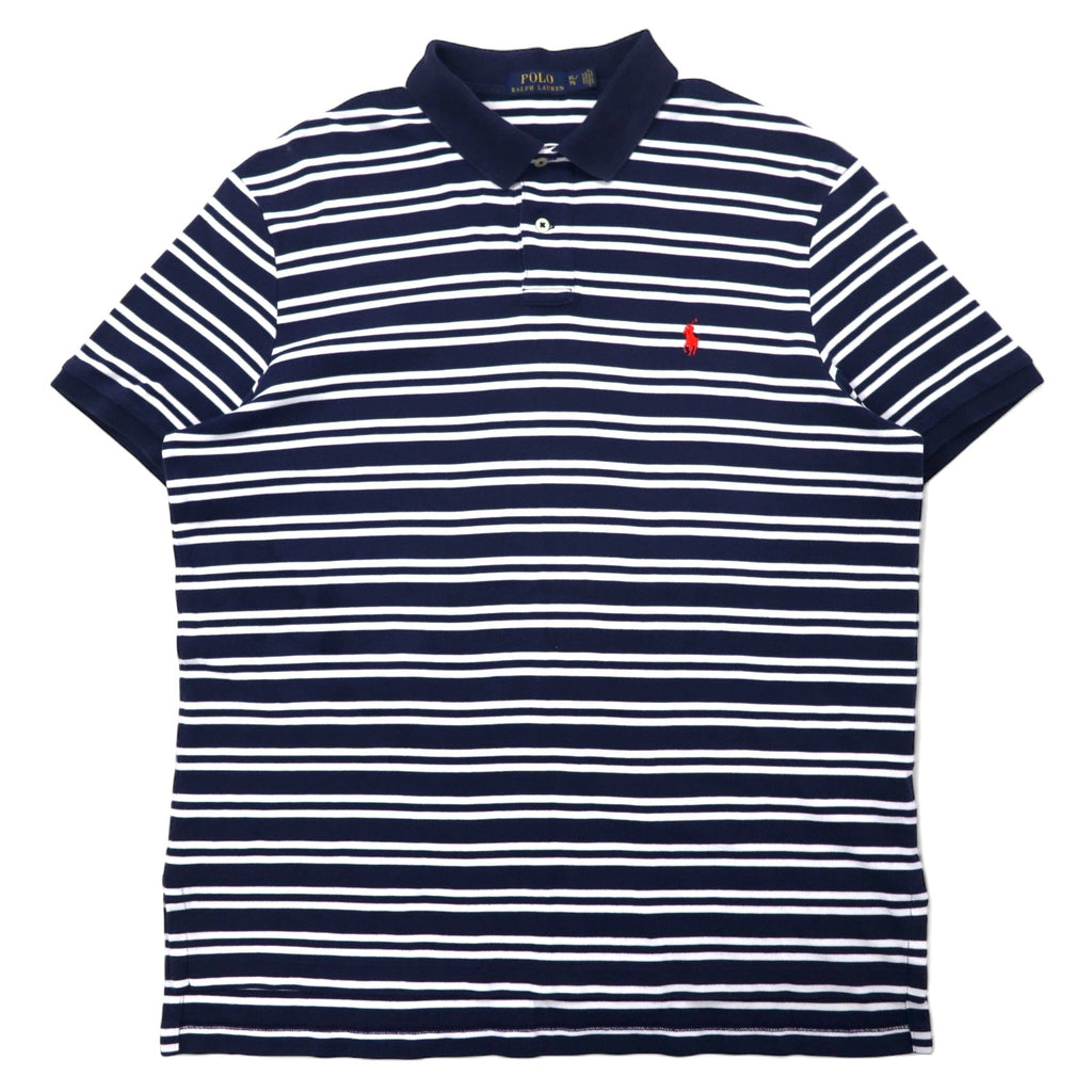 POLO RALPH LAUREN Polo a righe XL Blu navy Bianco Cotone Small Pony Ricamato