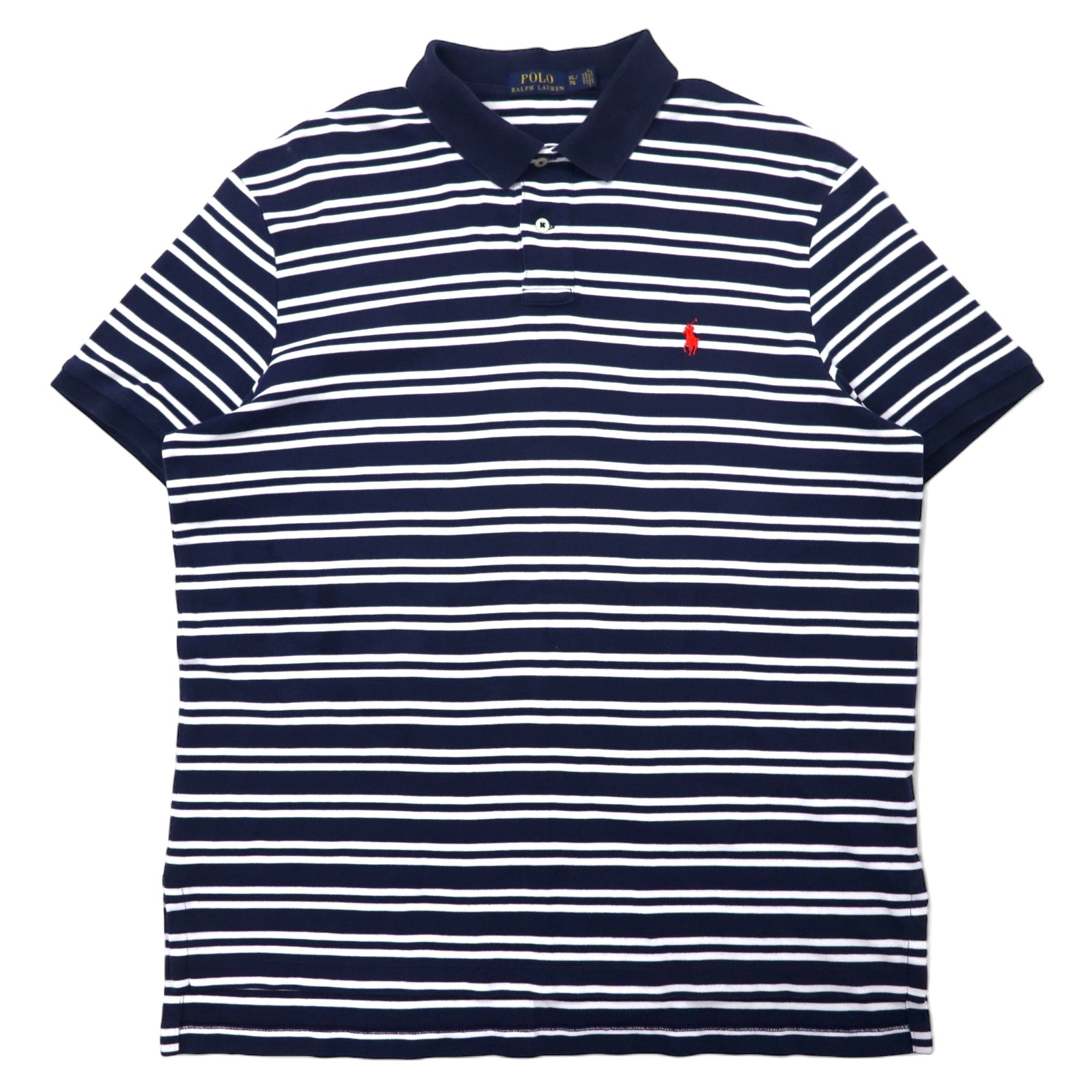 POLO RALPH LAUREN Polo a righe XL Blu navy Bianco Cotone Small Pony Ricamato