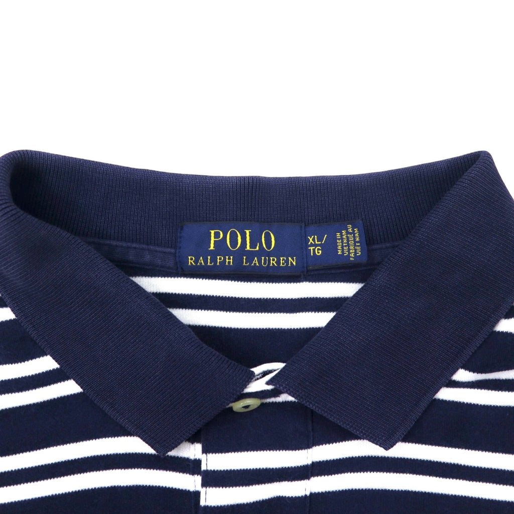 POLO RALPH LAUREN Polo a righe XL Blu navy Bianco Cotone Small Pony Ricamato
