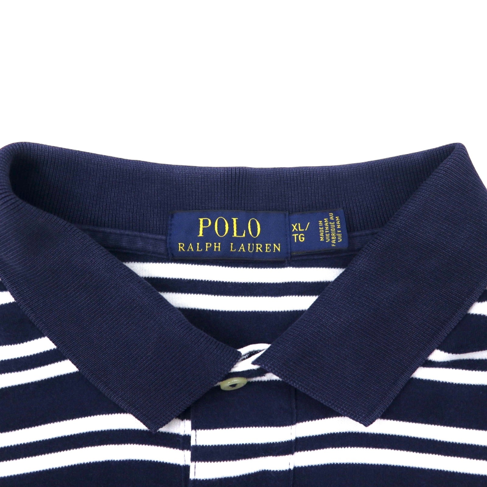 POLO RALPH LAUREN Polo a righe XL Blu navy Bianco Cotone Small Pony Ricamato