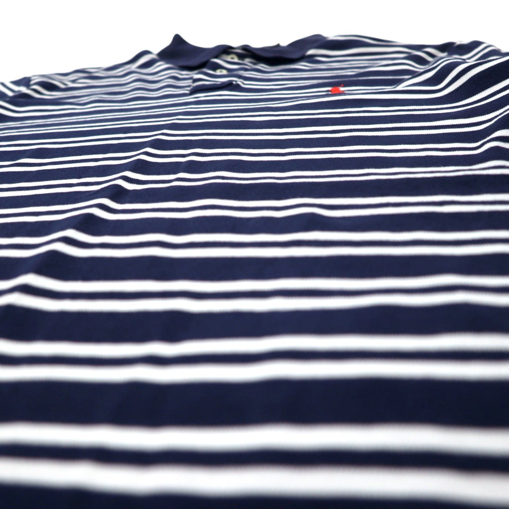 POLO RALPH LAUREN Polo a righe XL Blu navy Bianco Cotone Small Pony Ricamato