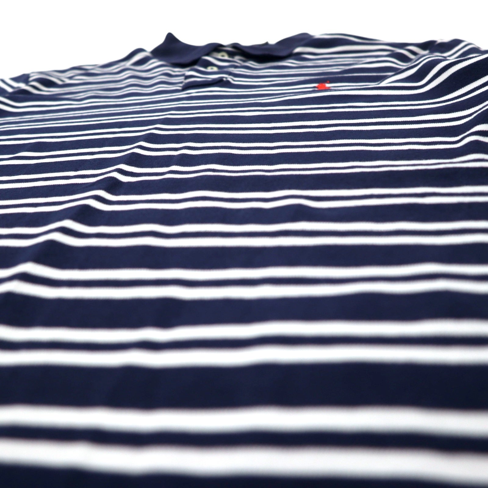 POLO RALPH LAUREN Polo a righe XL Blu navy Bianco Cotone Small Pony Ricamato