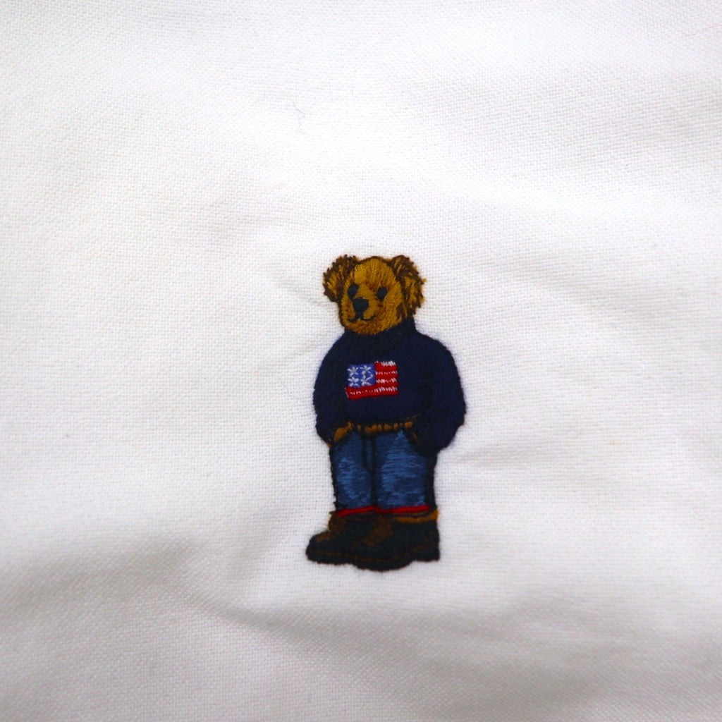 Ralph Lauren ポロベア オックスフォード ボタンダウン シャツ L ホワイト コットン 刺繍 ワンポイント