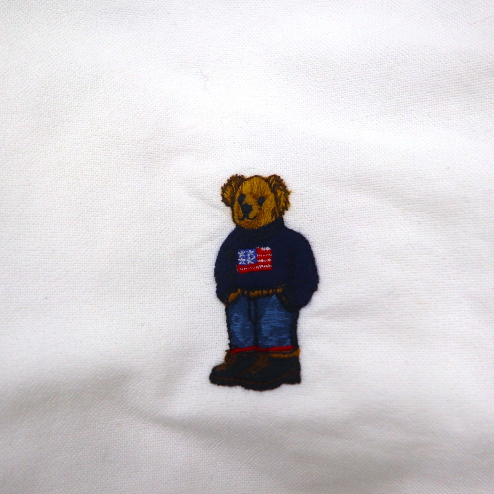 Ralph Lauren ポロベア オックスフォード ボタンダウン シャツ L ホワイト コットン 刺繍 ワンポイント