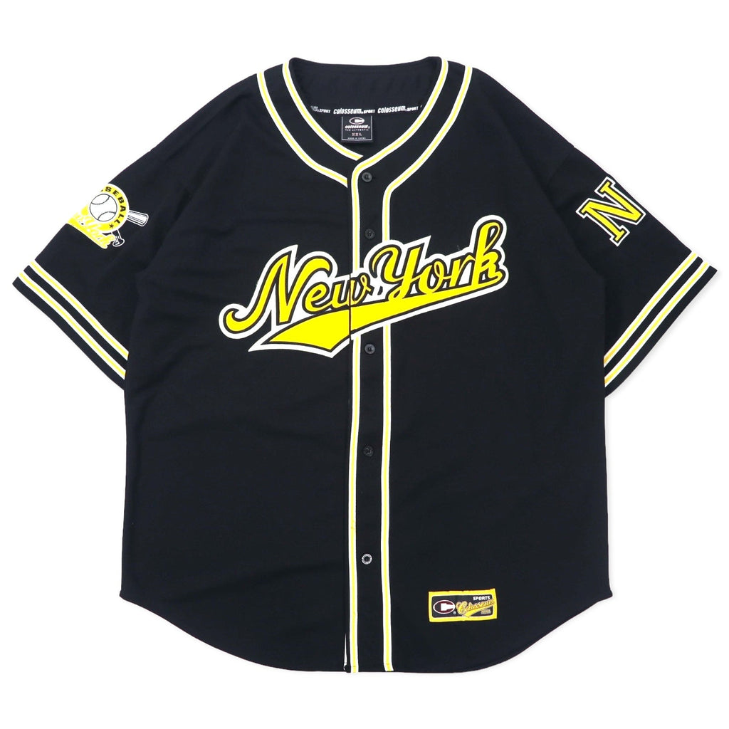 colosseum SPORT Anni '90 Maglia da baseball XXL Nera Poliestere NEW YORK Taglia grande