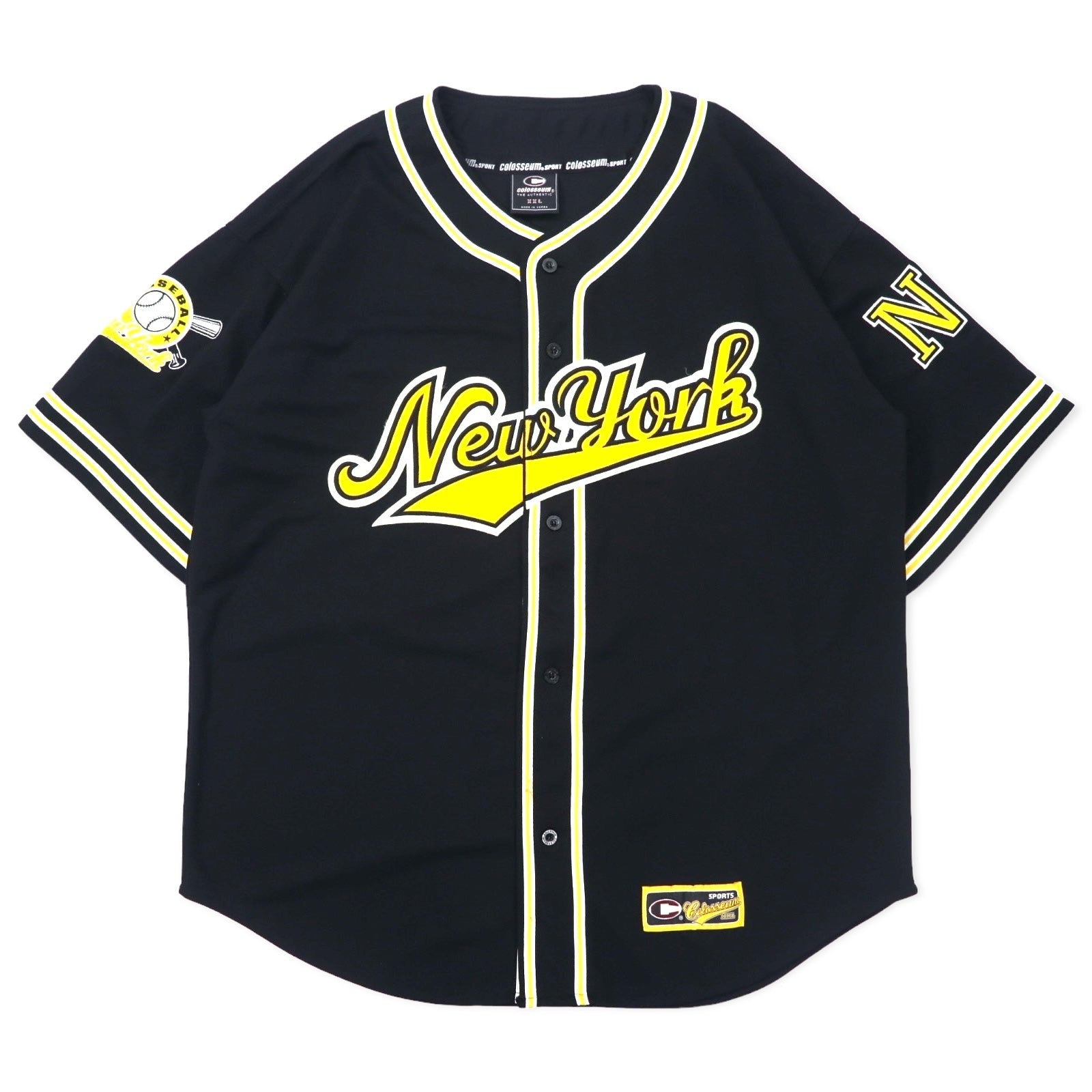 colosseum SPORT Anni '90 Maglia da baseball XXL Nera Poliestere NEW YORK Taglia grande
